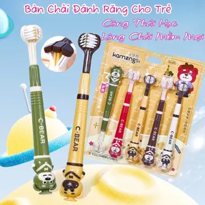 Bàn Chải Đánh Răng Trẻ Em 3D Hoạt Hình Thiết Kế Lông Mềm Ba Mặt Phù Hợp Cho Trẻ Từ 3-12