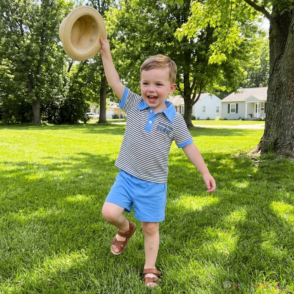 LBH-Boys Mùa Hè Tay Ngắn Ve Áo Thêu Chữ Sọc Áo Và Quần Short Màu Trơn