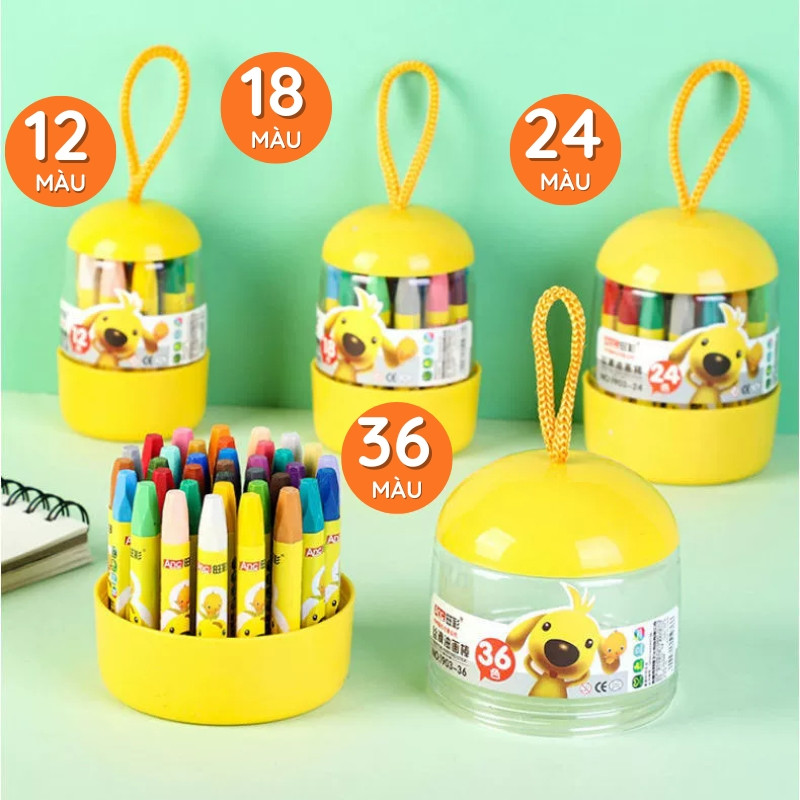 Bút Màu Sáp Dầu Cao Cấp 24 Màu Học Sinh, Chất Sáp Mịn, Màu Đẹp Rực Rỡ, Không Dính Tay An Toàn Cho Bé