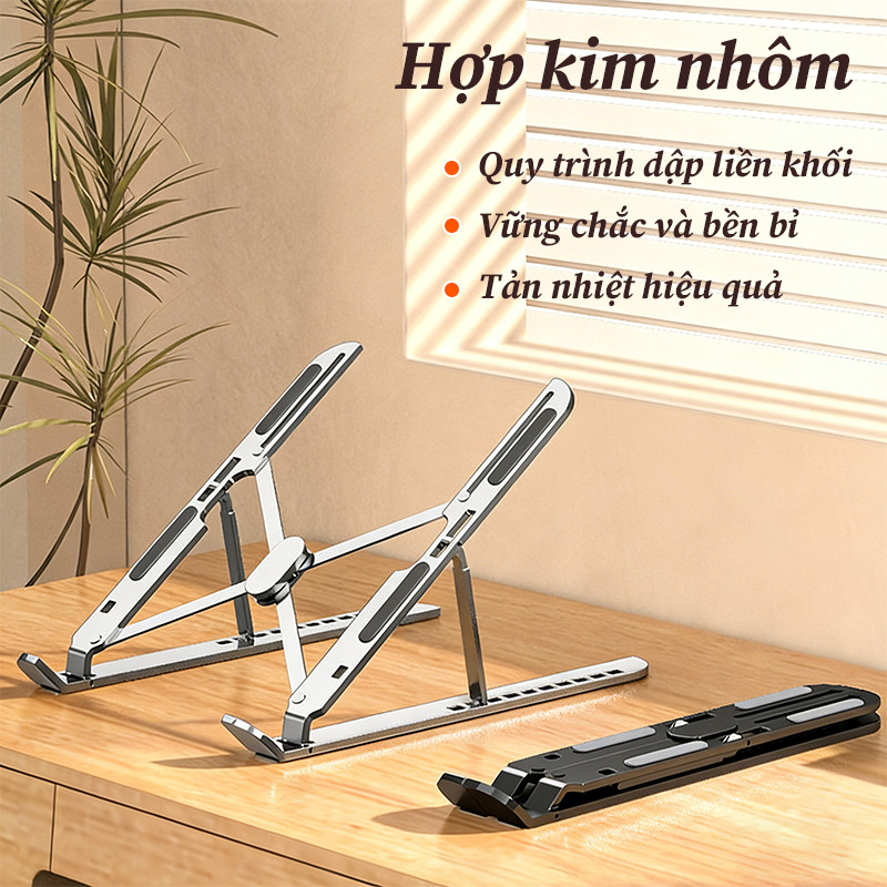 Giá Đỡ Laptop Bằng Hợp Kim Nhôm Gấp Gọn Cao Cấp - Chống Trượt, Tản Nhiệt, Điều Chỉnh Linh Hoạt Độ Cao