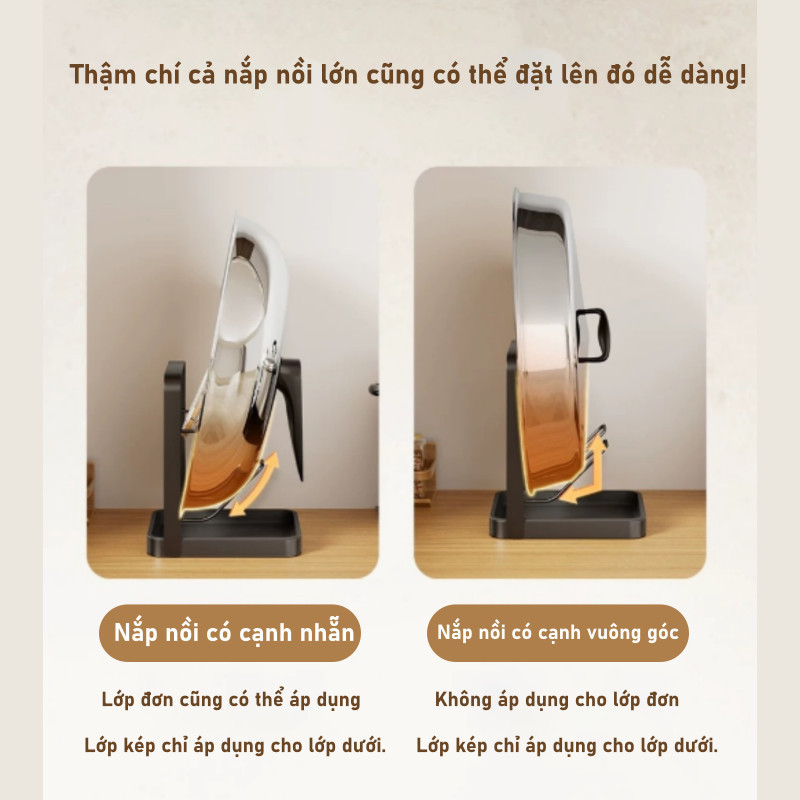 Kệ Để Vung Nồi 1 và 2 Tầng Có Khay Hứng Nướ ,Kệ Để Thớt Treo Tường ,Giải Phóng Mặt Bàn Bếp