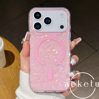Thích hợp cho vỏ điện thoại Apple 17, màu hồng lấp lánh, họa tiết vỏ, iPhone 16 Pro, 15 Pro mới, 14 Pro nữ, hút từ trong suốt 13, bao gồm tất cả vỏ cứng chống rơi
