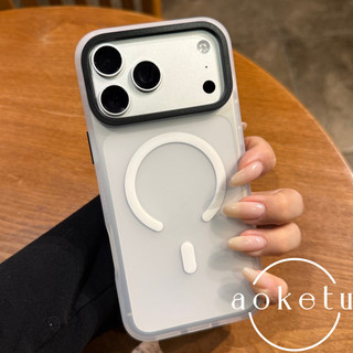 Thích hợp cho vỏ điện thoại Apple 17 Promax vòng hút từ tính da cảm thấy mờ trong suốt iPhone 16 vỏ cứng 15 / 14 bao gồm tất cả vỏ bảo vệ chống rơi