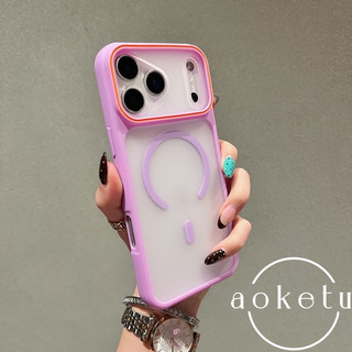 Ốp điện thoại từ tính mờ hình tròn tương phản cửa sổ lớn phù hợp cho iPhone 11 12 13 14 15 16 17 Pro max bán trong suốt bao gồm tất cả vỏ chống rơi
