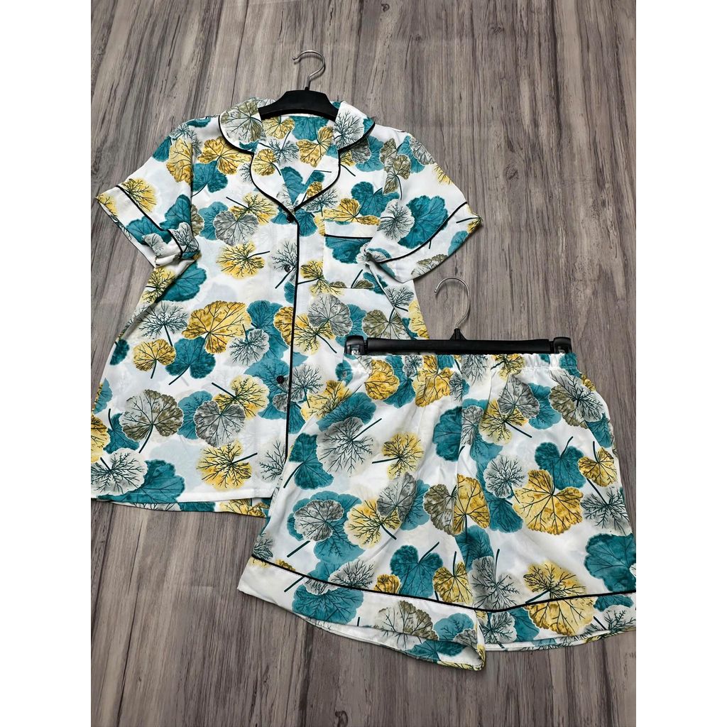 Quần Đùi Set Bộ Pyjama Viền Lé Tay Ngắn Quần Đùi Lụa Mango Cao Cấp Fom Từ 45 Đến 58kg Màu Sắc Đa Dạng