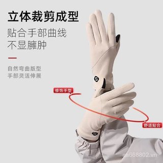 Găng Tay Chống Lạnh Nữ Thu Đông - Lông Cừu Lót Chống Gió, Thích Hợp Đi Xe Đạp và Chơi Tuyết