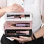 Hộp cọ trang điểm FAVORITEGOODS, Túi đựng mỹ phẩm dung tích lớn chống thấm nước, da PU trong suốt có dây kéo đóng bút chì Phụ kiện du lịch