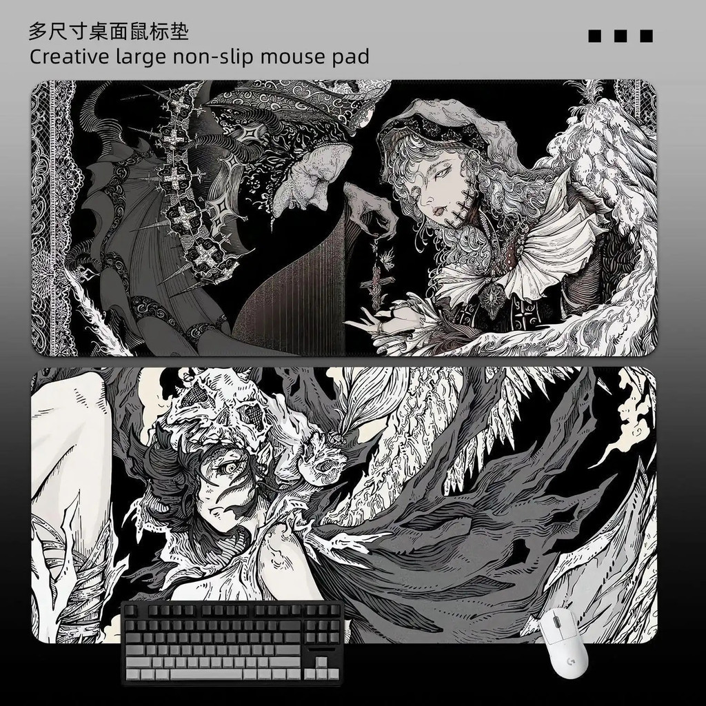 Tấm lót chuột Gothic Angel - Thảm bàn phím máy tính dày cực lớn, Tấm lót bàn chống trượt để chơi game