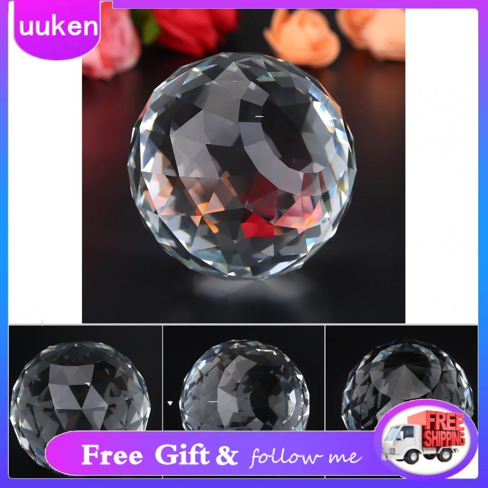 Uukendh Uukendh-vn Clear Cry Crystal Glass Ball 60/80mm mờ mặt hình cầu hình cầu hình cầu Suncatcher Trang trí khách sạn Trang trí phần cứng phần cứng (60mm/2.36in)
