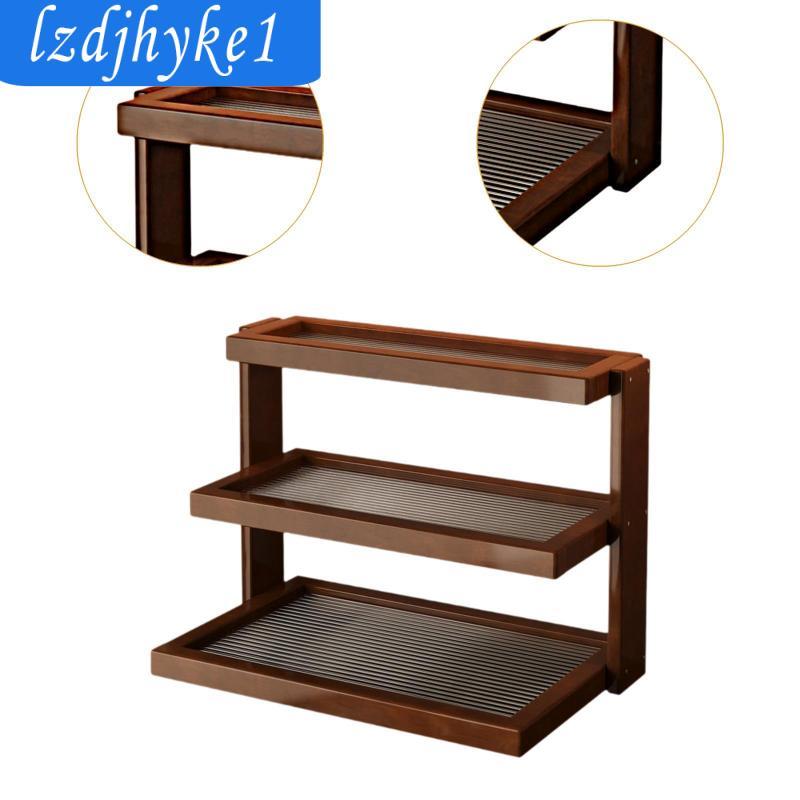 Vintage Hiển Thị Đứng Cho Cốc 3 Tầng Tre Acrylic Cốc Giá Để Bàn Kệ Sắp Xếp Cho Nhà Bếp Cafe Quầy