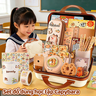 Bộ Dụng Cụ Học Tập Thông Minh, Capybara, Văn Phòng Phẩm, Túi Đựng Bút Quà Sinh Nhật, Quốc Tế Thiếu Nhi 1/6