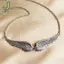 <![J & U-T] Trang sức cưới nữ - Kiểu vintage màu bạc với đôi cánh thiên thần, dây chuyền lớn mặt đá gắn xích - Làm quà tặng hoàn hảo
