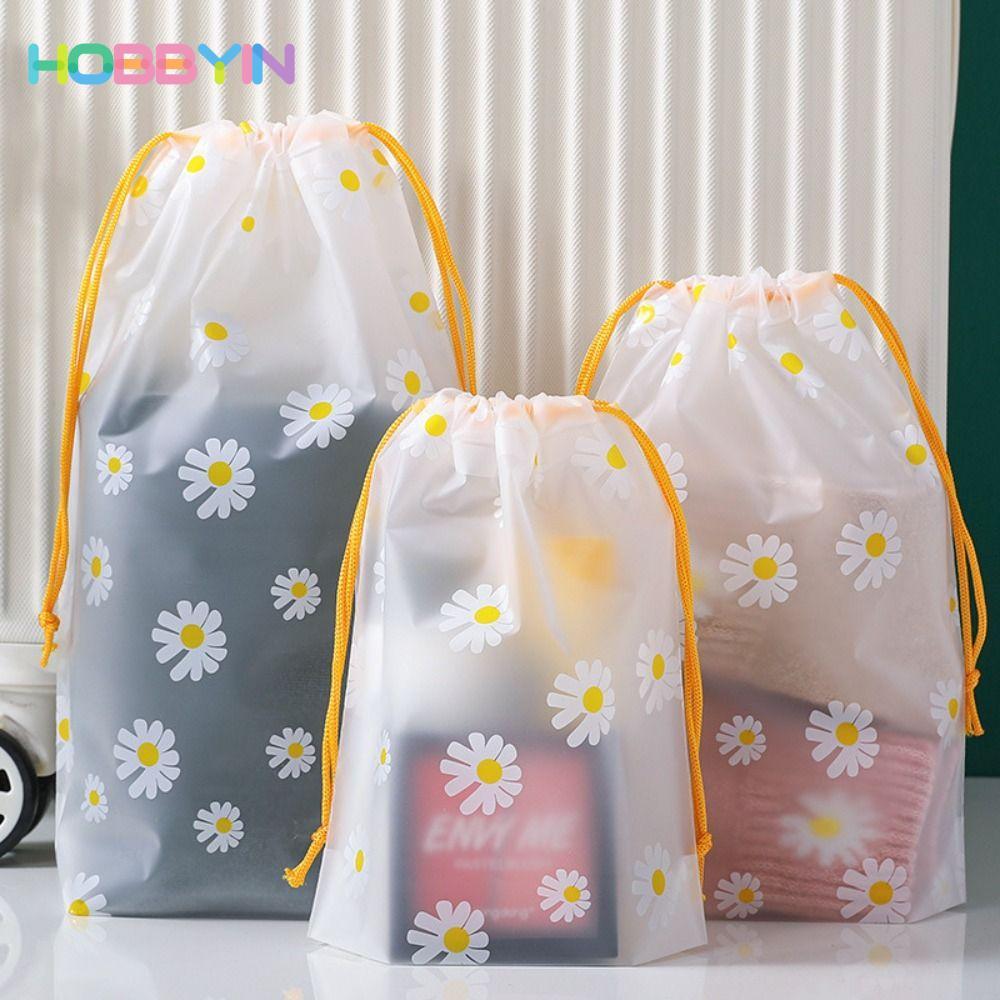 Túi đựng giày HOBBYIN, Túi dây rút chống bụi chống thấm nước, Quần áo hoa cúc hoạt hình trong suốt sáng tạo Gói phân loại hành lý du lịch / kinh doanh