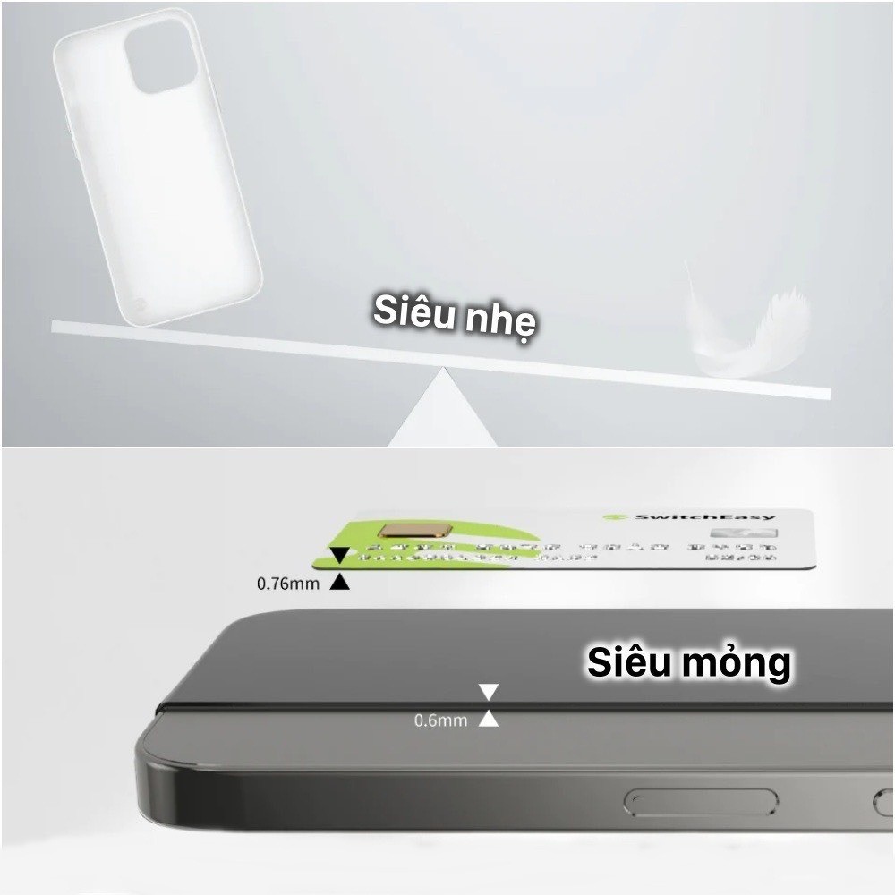 [Chính Hãng] Ốp Lưng SwitchEasy Ultra Slim Nhám Siêu Mỏng 0.35mm Cho iPhone 14/15/16/17 Pro Max - Dùng Như Máy Trần