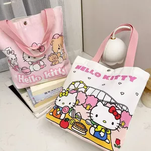Túi Tote đeo vai có nút Hoạt hình dễ thương Túi Katie có giá trị cao Túi vải đi lại dung tích lớn