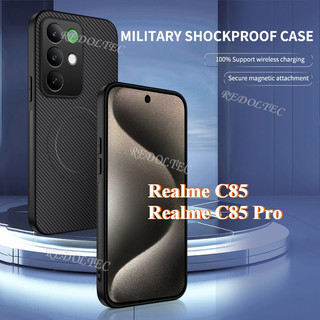 Realme C85 C85Pro 5G 4G Da Chống Sốc Họa Tiết Sợi Carbon Vỏ Từ Tính Realme C85 Pro Sạc Không Dây Mặt Sau Vỏ Điện Thoại