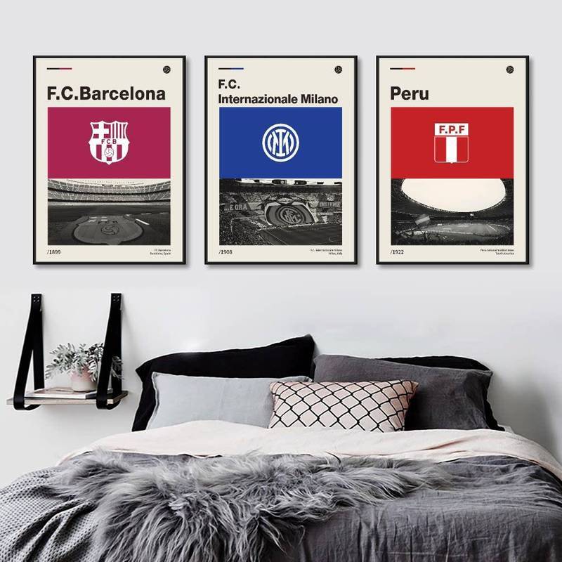 Football Club Logo Canvas Poster Premier League Chelsea Liverpool Man Utd Man City Barcelona Wall Art for Living Room Decor Unframed