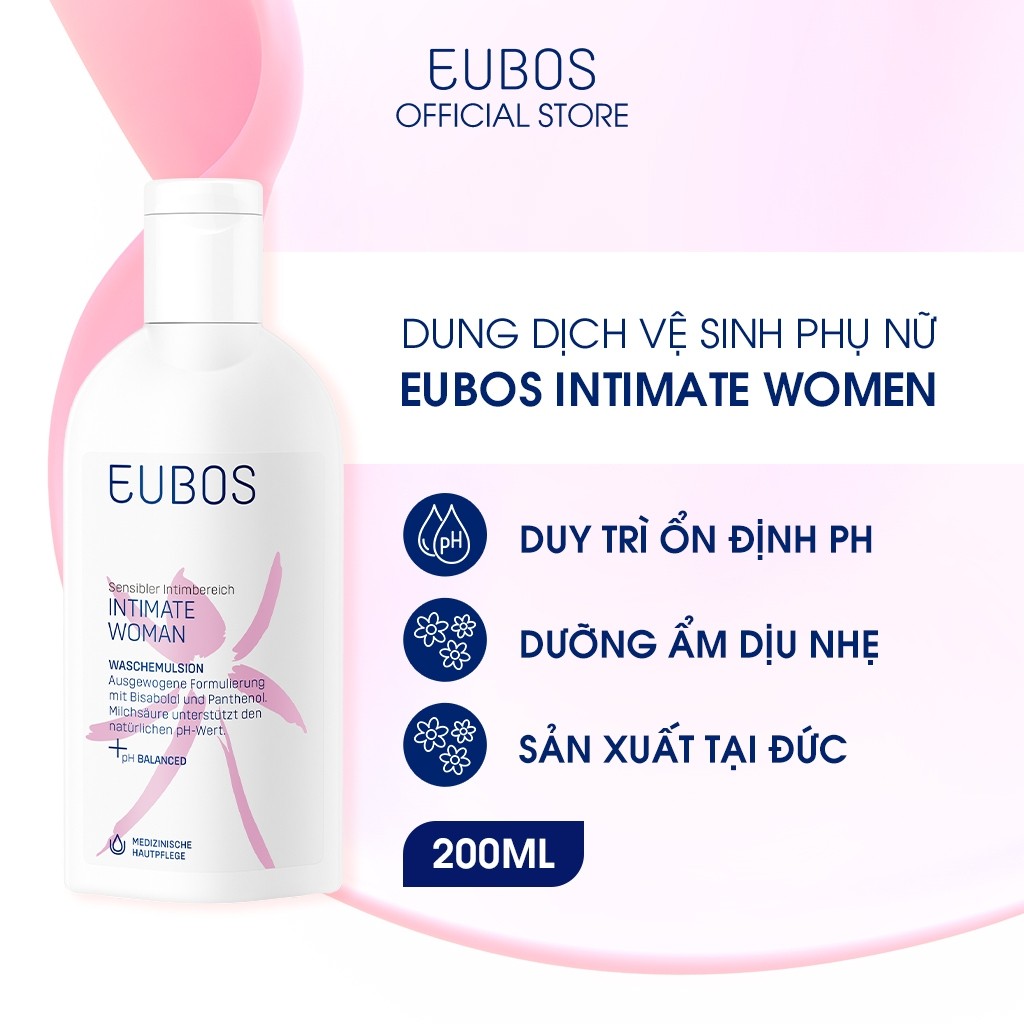 QUÀ TẶNG Dung Dịch Vệ Sinh Phụ Nữ EUBOS Intimate Woman Giúp Hỗ Trợ Làm Sạch, Cân Bằng Độ pH, Chai 200ml