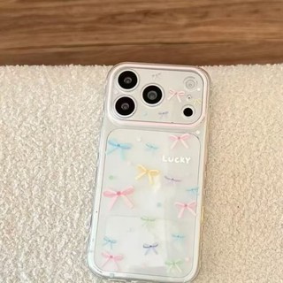 Ins Color Bow Thích hợp cho iPhone17PROMAX Side Love Phone Case 16Pro / 15 Trong suốt 14