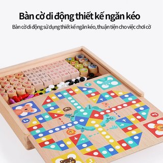 Bộ cờ gỗ 11 trong 1 – Cờ vua, cờ tướng, cờ vây, cá ngựa – Đồ chơi trí tuệ Montessori – Rèn luyện trí não cho trẻ