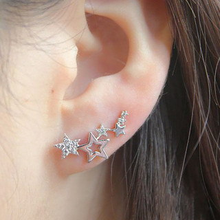 Bông tai bạc sterling đá zircon hình ngôi sao, phụ kiện thời trang đơn giản, quà tặng cho nữ