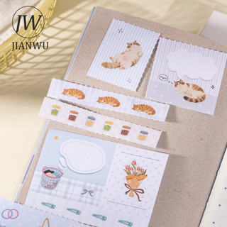 JIANWU Thư Giãn Cho A Moment Series Vintage Life Mèo Cà Phê Bánh Phong Cảnh Chất Liệu CollageSticker Sáng Tạo DIY Tạp Chí Văn Phòng Phẩm