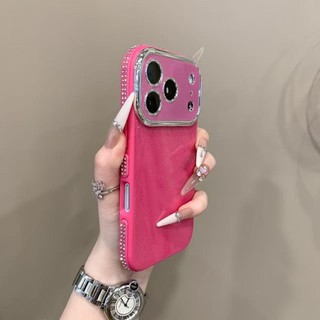 Ốp điện thoại kim cương và hồng lấp lánh sang trọng cho iPhone 1716 15 14 13 Pro Max camera chống sốc chống rơi mặt sau cứng