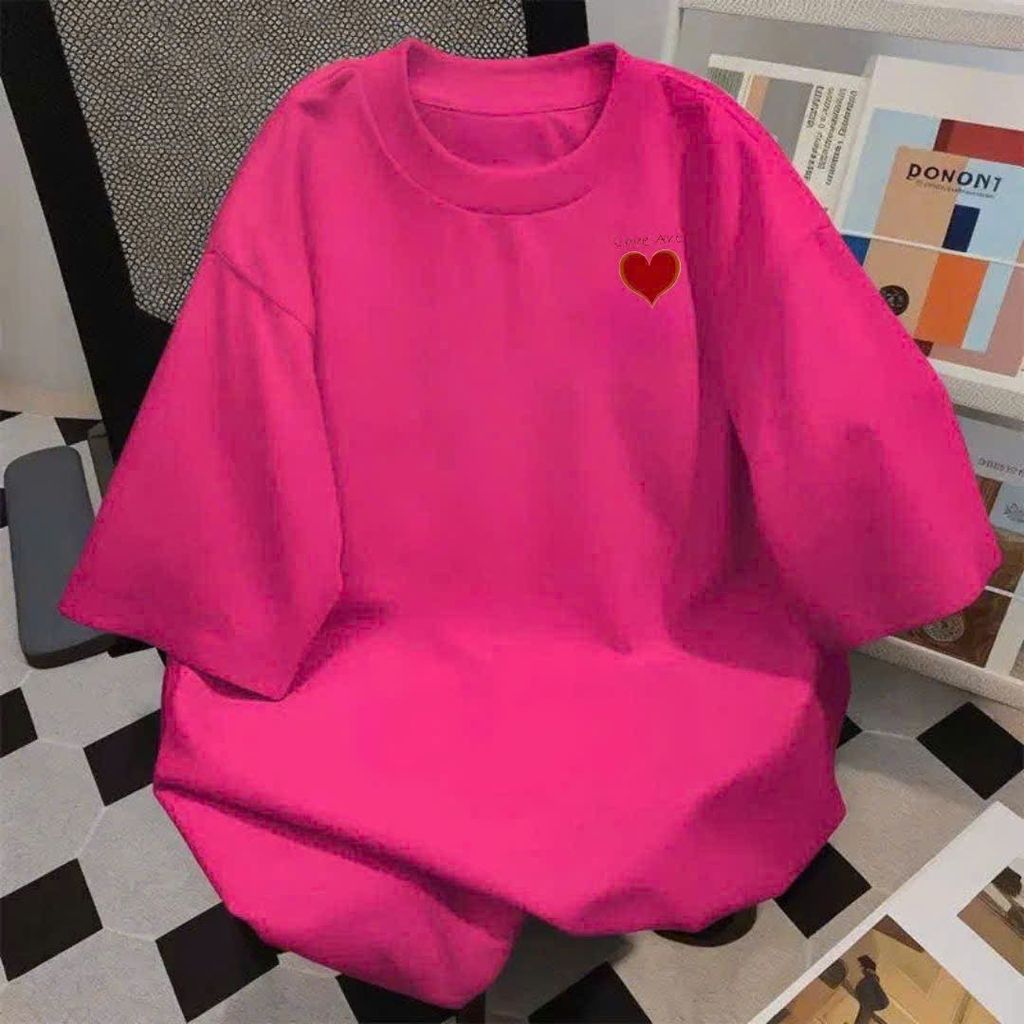 Áo phông basic tay lỡ thời trang, unisex họa tiết chữ LOVE ART ng ự c-chag3158