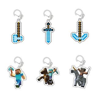 [Mặt dây chuyền] Móc khóa Minecraft MC Hình Diamond Sword Axe Pick Steve Zombie Nhân vật Mặt dây chuyền Acrylic