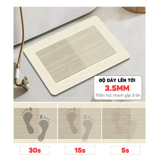 Thảm Lau Chân Nhà Tắm Sang Trọng Chất Liệu Bùn Tảo Cát Siêu Thấm Hút, Nhanh Khô, Chống Trượt