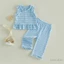 6M-4Y Bé Gái 2 Bộ Sọc Không Tay Ruffle Viền Xe Tăng Áo + Quần Trang Phục Mùa Hè