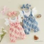 Sơ Sinh Bé Gái Mềm Áo liền quần Ruffle Tay Ngắn Cổ Tròn Nơ Phía Trước Trẻ Sơ Sinh Bộ Đồ Ngủ Mùa Hè