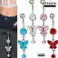 Nhẫn nút rốn IFASIN phong cách bướm nhẹ, thiết kế kẻ sọc đơn giản sáng bóng cho body piercing