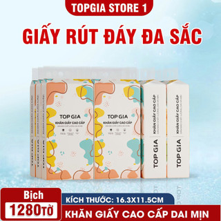 Giấy Vệ Sinh Treo Tường TopGia Đa Sắc, 4 Lớp 1280 Tờ, Bột Giấy Tự Nhiên, Dai Mềm, Không Bụi
