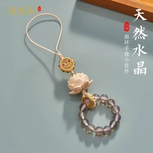 Mặt dây chuyền mã não màu xám tự nhiên Lotus - Phong cách Trung Quốc, mang lại may mắn và thiết kế sáng tạo văn hóa