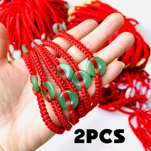 Vòng tay dệt tay màu đỏ phong cách dân tộc, bộ đôi may mắn và bình yên