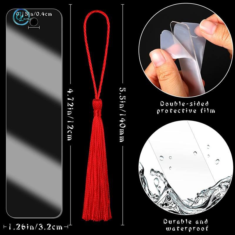 30 Miếng Acrylic Trống Đánh Dấu Trang Acrylic DIY Đánh Dấu Trang Chưa Hoàn Thành Acrylic Đánh Dấu Sách Đồ Trang Trí Và 30 Tua Rua Nhiều Màu Sắc