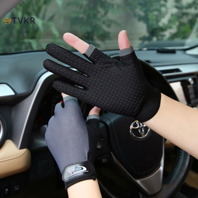 TVKR 1 Cặp Găng Tay Câu Cá Thoáng Khí Chống Trơn Trượt Hai Ngón Tay Cắt Thể Thao Ngoài Trời Câu Cá Găng Tay Đi Xe Đạp Thể Dục Cá Chép Mitten OIK