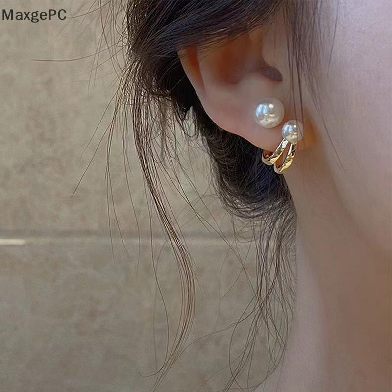 Cod 2021 Hàn Quốc sang trọng ngọc trai bông tai cho phụ nữ thời trang đơn giản ngọc trai Stud Tai Clip mới
