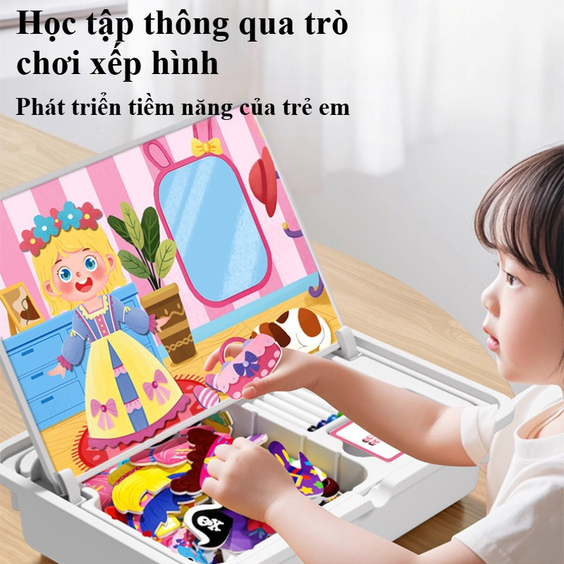 Đồ Chơi Xếp Hình Nam Châm 2 Mặt, Giáo Dục Sớm Montessori, Phát Triển Trí Tuệ Sáng Tạo Cho Bé 1 Tuổi Trở Lên