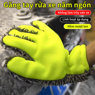 Găng Tay Rửa Xe Sợi Nhỏ Mềm - Dành Cho Sạch Sâu Xe, Bánh Xe, Vệ Sinh Xe Hơi, Không Tạo vết xước, Dày, Thân Nhiệt, 5 Ngón Tay