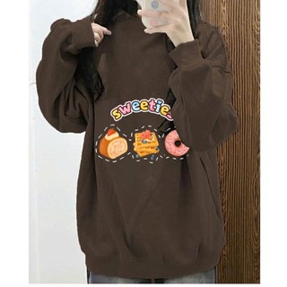 Áo nỉ 2 da form rộng, cổ tròn dành cho nam, nữ in hình bánh ngọt Sweeties oversize