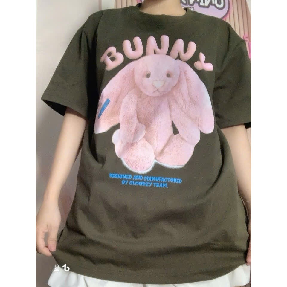 Áo Thun Nữ Form Rộng Tay Lỡ In Thỏ Bunny Bigsize 50–90kg – Áo Phông Mát, Co Giãn BS065 | Em Xinh