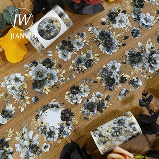 JIANWU 65mm * 200cm Vintage Cây Hoa Vòng Hoa Vật Liệu Phong Cảnh Cắt Băng Thêu Sò PET Sáng Tạo DIY Tạp Chí Văn Phòng Phẩm