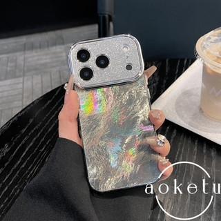 Ốp điện thoại hình lá thiếc lấp lánh cửa sổ lớn sang trọng phù hợp cho iPhone 13 14 15 16 17 Pro Max bao gồm tất cả vỏ silicon chống rơi
