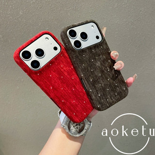 Ánh sáng sang trọng nhung lấp lánh nhung kim cương lấp lánh thích hợp cho vỏ điện thoại iPhone 17 Promax 16pro mùa thu đông mẫu mới 15PM chống rơi 14 / 13 vỏ cứng bao gồm tất cả các loại đơn giản