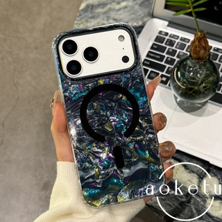 Ốp điện thoại từ tính họa tiết vỏ vàng sang trọng thích hợp cho iPhone 15, 16, 17 Pro Max, ốp lưng chống rơi cao cấp