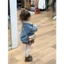 Áo khoác lông cừu trẻ em mùa thu đông màu xám lông thỏ lót áo khoác Denim 90-140 Size 6MDJ
