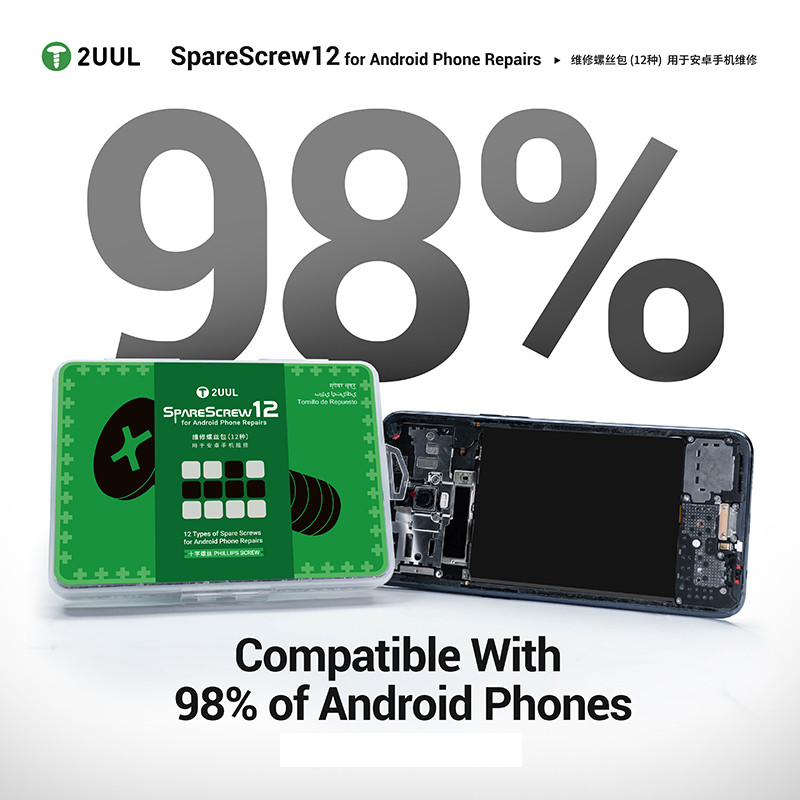 2UUL SC12 12 Loại Android Thay Thế Bộ Vít Phillip 1200 Cái / HỘP Cho 98% Điện Thoại Android Sửa Chữa 12 Loại Phillip Vít Bộ Dụng Cụ
