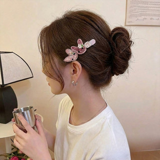 Phiên Bản Hàn Quốc Ngọt Ngào Dễ Thương Hồng Kim Cương Giả Thỏ Kẹp Tóc Trẻ Em Nữ Phong Cách Mới Cao Cấp Mỏ Vịt Kẹp Thời Trang Phù Hợp Với